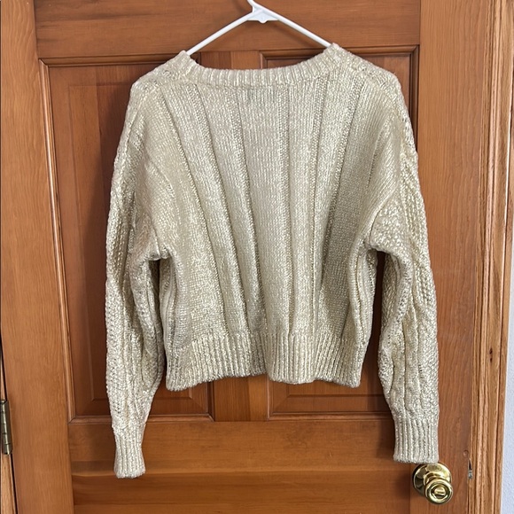 Women's Cream Sweater with gold overlay - Picture 3 of 3